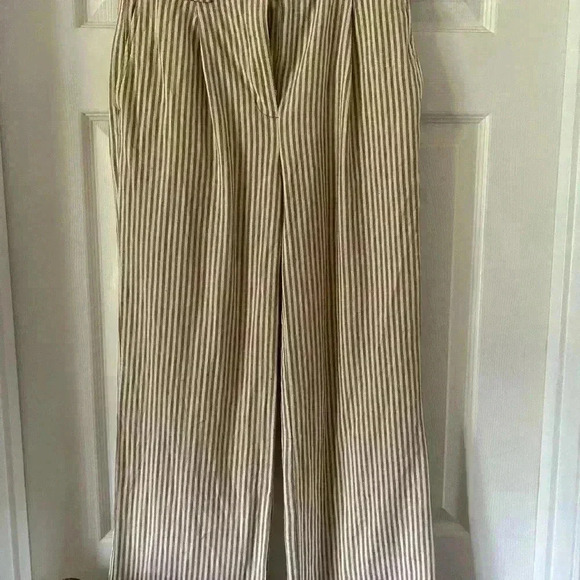 Spartina Cream & Tan Striped Pants. Size 4. Hemp, Organic Cotton. - Picture 2 of 8